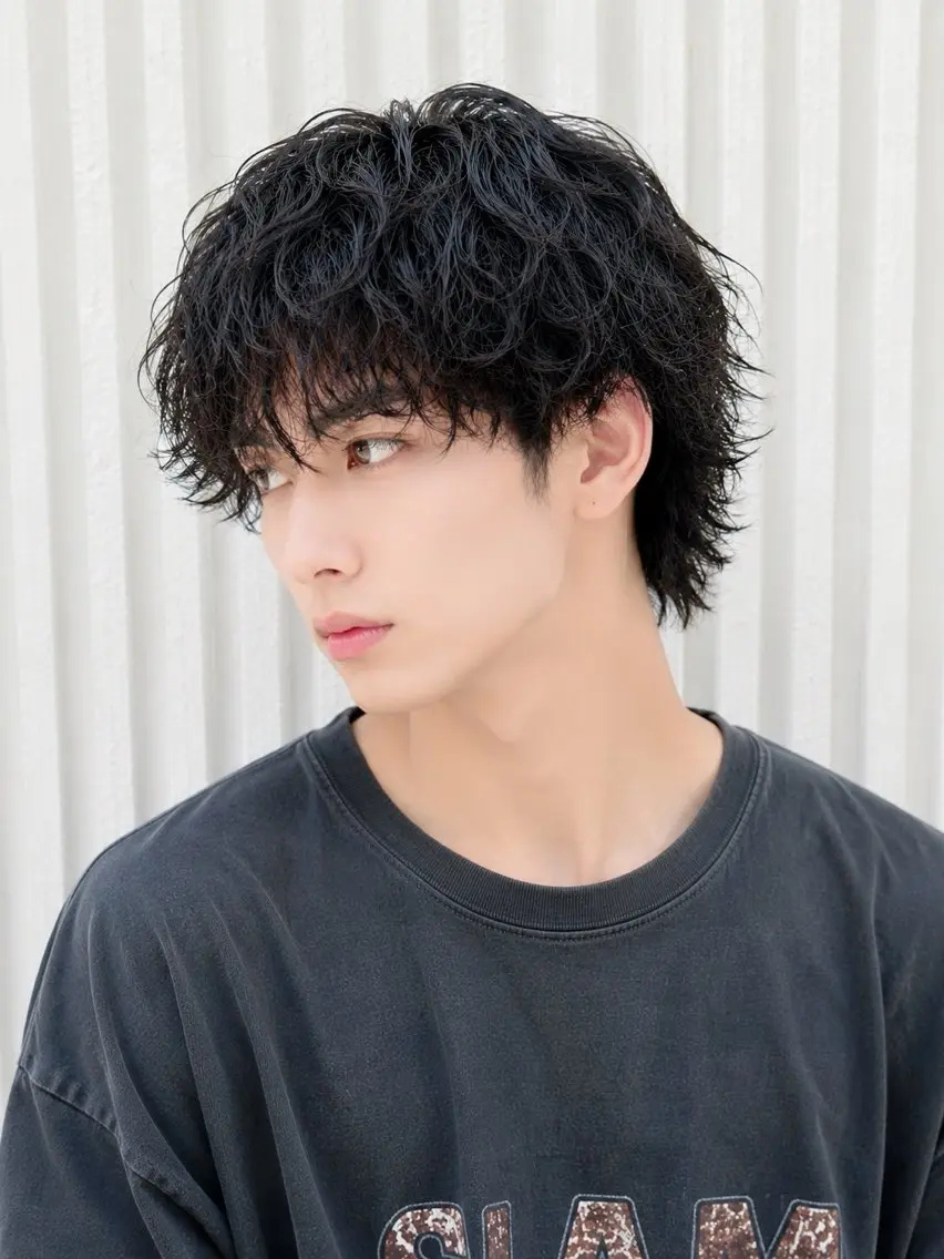 パーマ メンズ メンズウルフカット ウルフカット カット パーマ ✨店長 鈴木輝✨のヘアスタイル