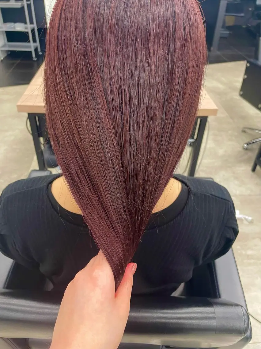 ロング カラー ヘアアレンジ ブリーチ ボルドーカラー ブラウンカラー カシス ダブルカラー ヘアカラー トリートメント 🎈ブリーチなし暖色 カラー/レッド/ゆいのヘアスタイル