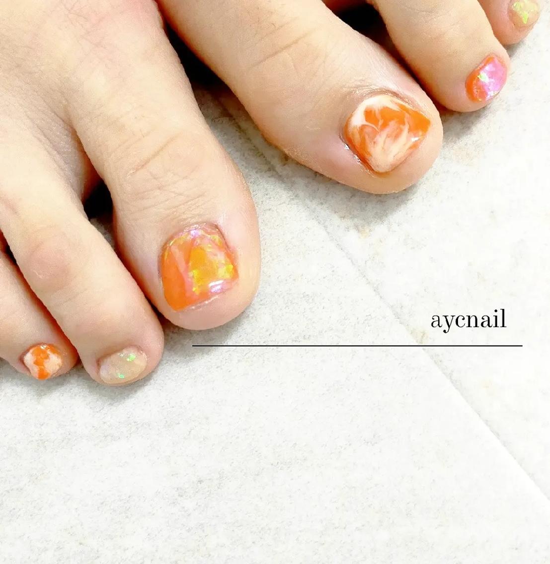 ネイル フットネイル ジェルネイル フットネイル 推しネイル | 　aycnailのネイルデザイン