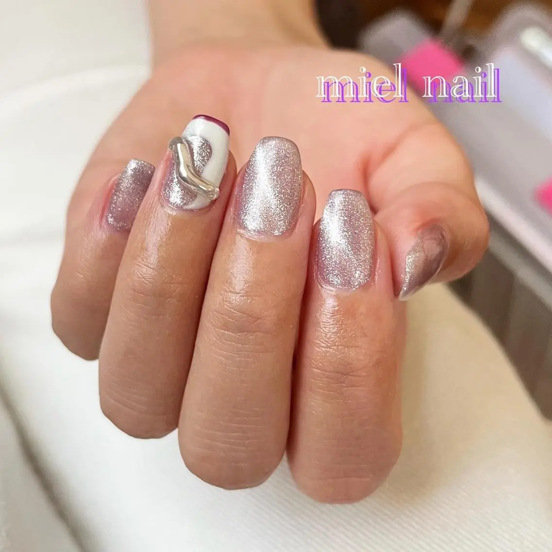 ネイル アートネイル マグネットネイル 持ち込み 夏ネイル miel nailのネイルデザイン