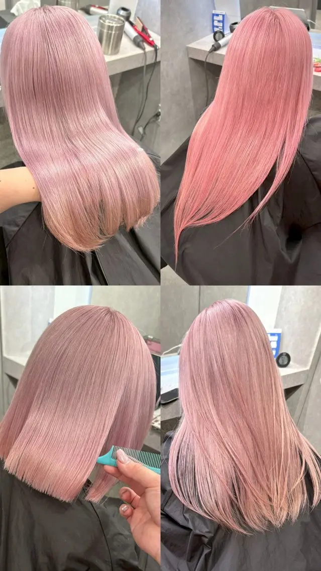 セミロング カラー ピンクカラー ヘアカラー ハイトーン🪼派手髪 mahoのヘアスタイル