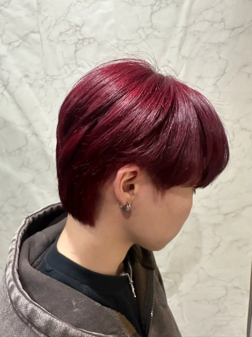 ショート カラー レッドカラー 福本 ルミのヘアスタイル