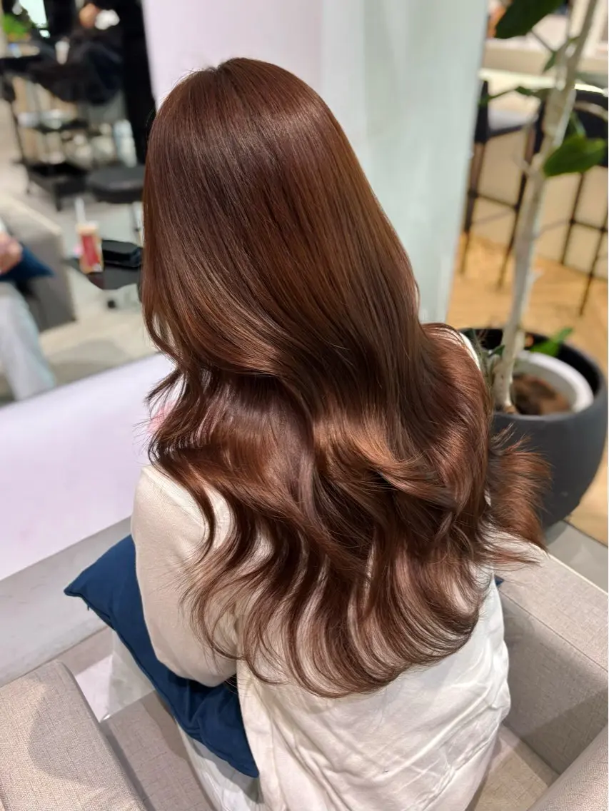 ロング カラー ベージュカラー ブラウンカラー グレージュ マロンブラウン 韓国風ヘア カット ヘアカラー トリートメント 銀座/韓国レイヤー/ 艶カラー🍓原田侑依のヘアスタイル