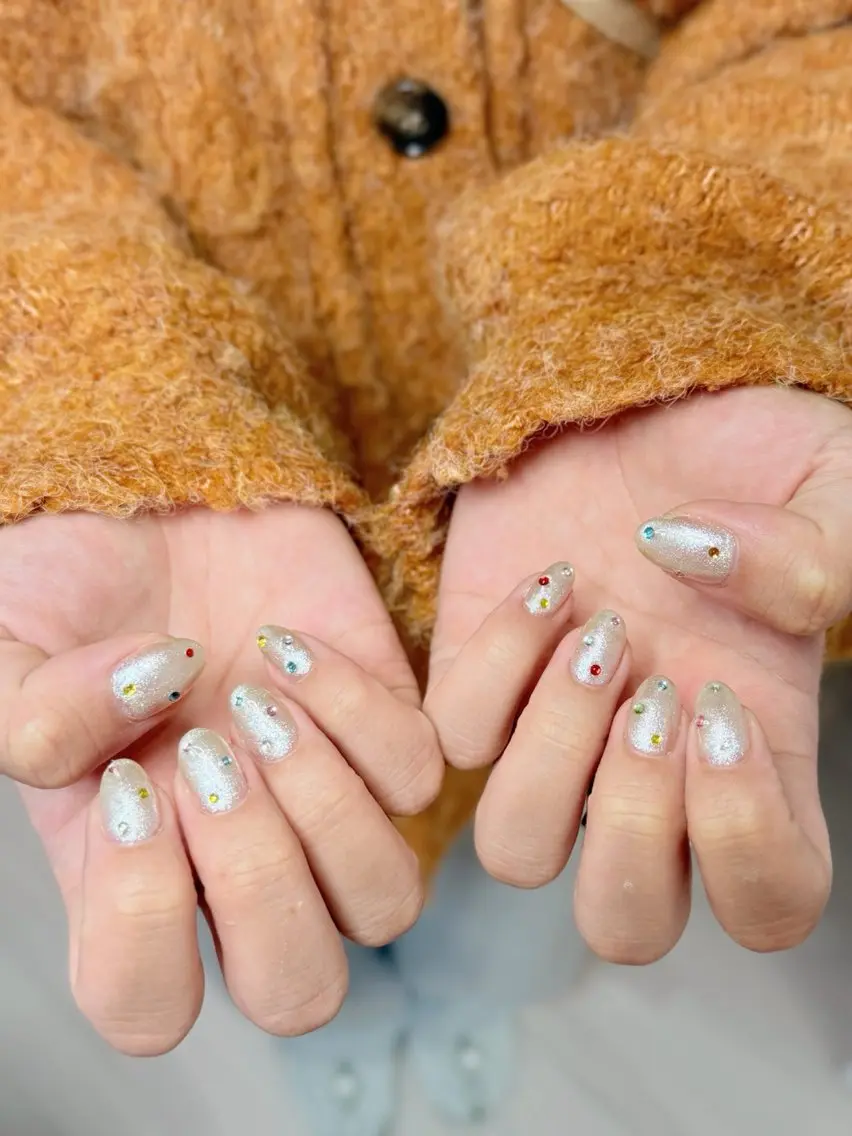 ネイル アートネイル オーロラネイル チークネイル フレンチネイル ガラスフレンチ 🎀🎀YooLi Nail Salonのネイルデザイン