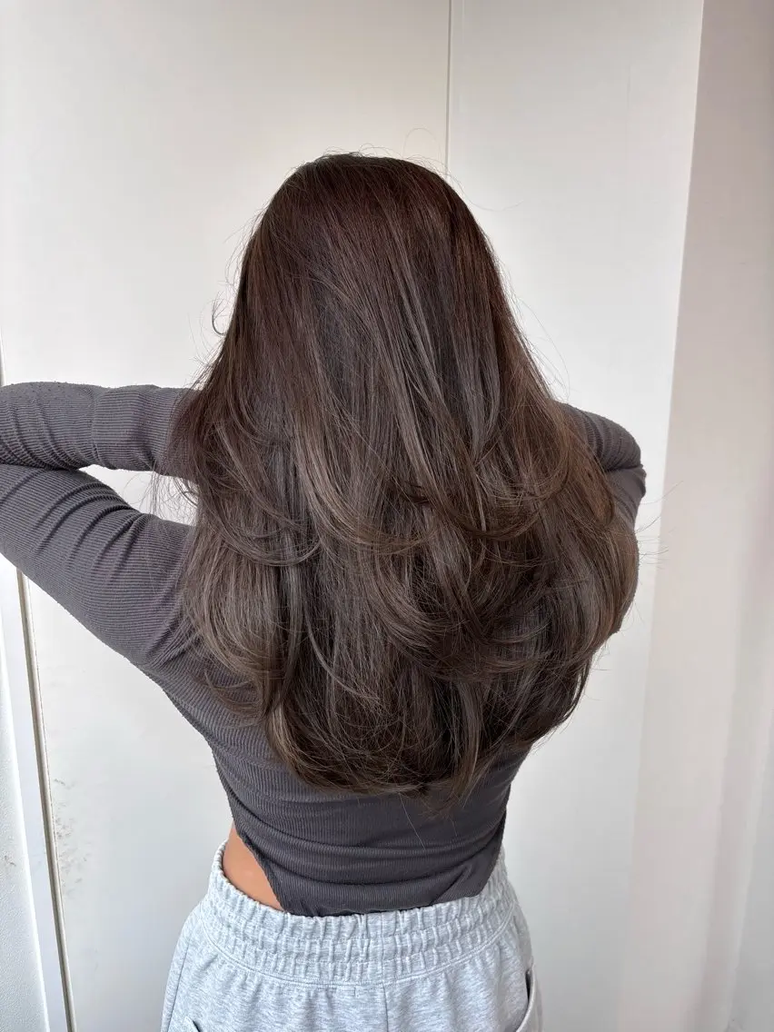 セミロング カラー レイヤーカット 穐田 航のヘアスタイル
