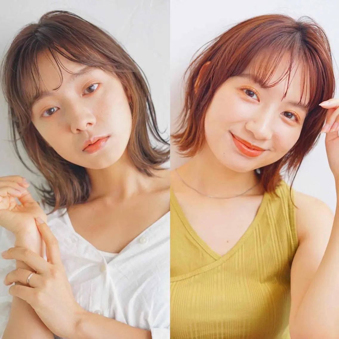 ミディアム カラー ブリーチ デザインカラー イヤリングカラー ハイライトカラー ボブ 前田 裕介のヘアスタイル