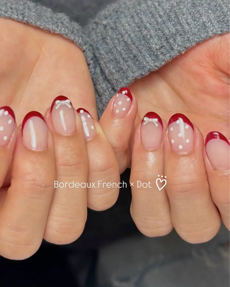 ネイル ドット フレンチネイル ショートネイル ハンドネイル Ballie/ Mizukiのネイルデザイン