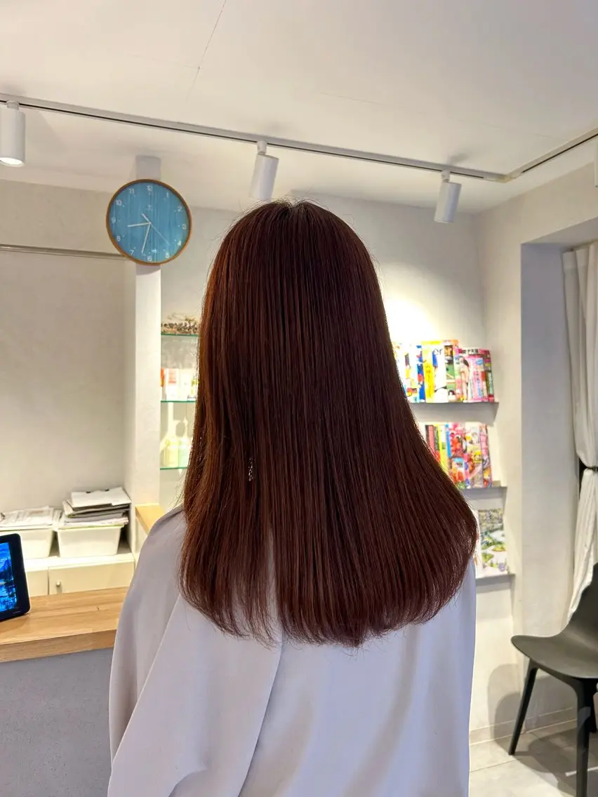 セミロング カラー ブラウンカラー オレンジ オレンジブラウン 甲斐 瑞稀のヘアスタイル