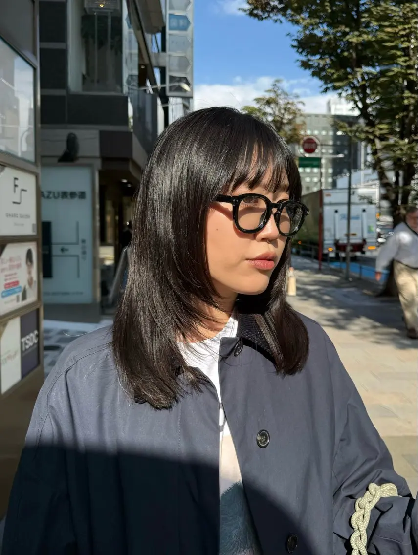 ミディアム カット 縮毛矯正 トリートメント 髪質改善×ブリーチ なしカラー/桃愛のヘアスタイル