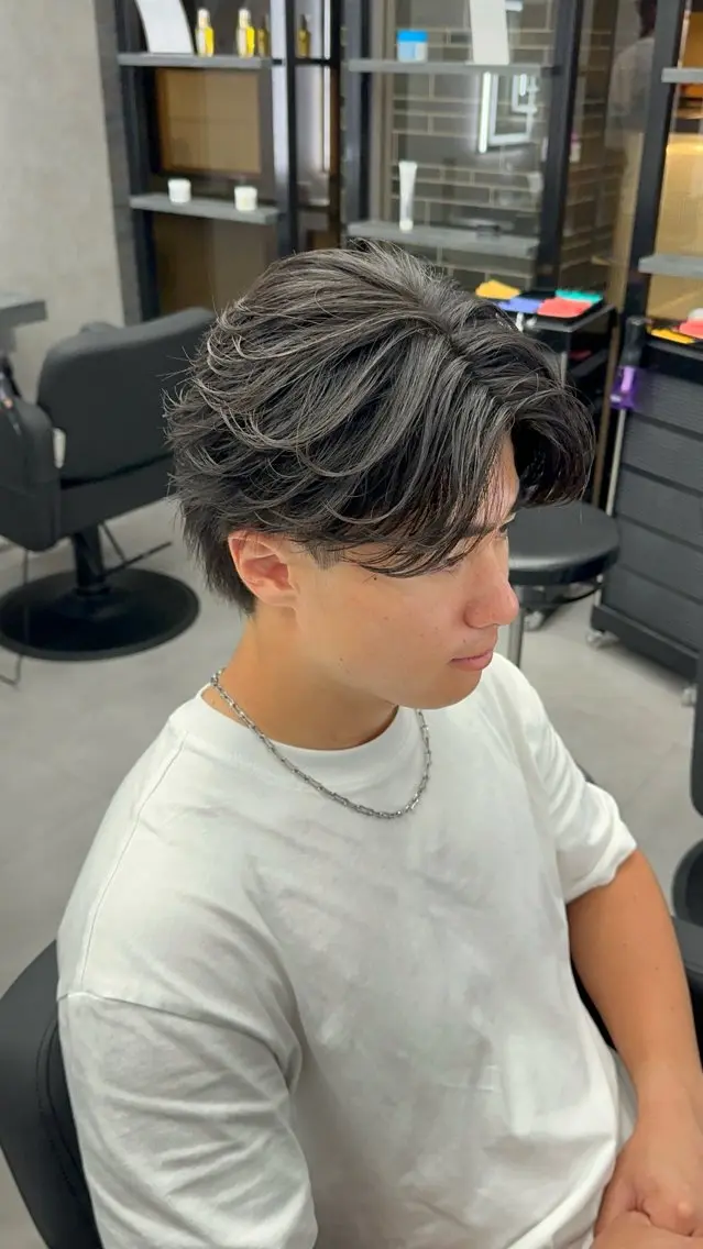カラー パーマ メンズ センターパート カット パーマ STANCE MEN'S公式のヘアスタイル