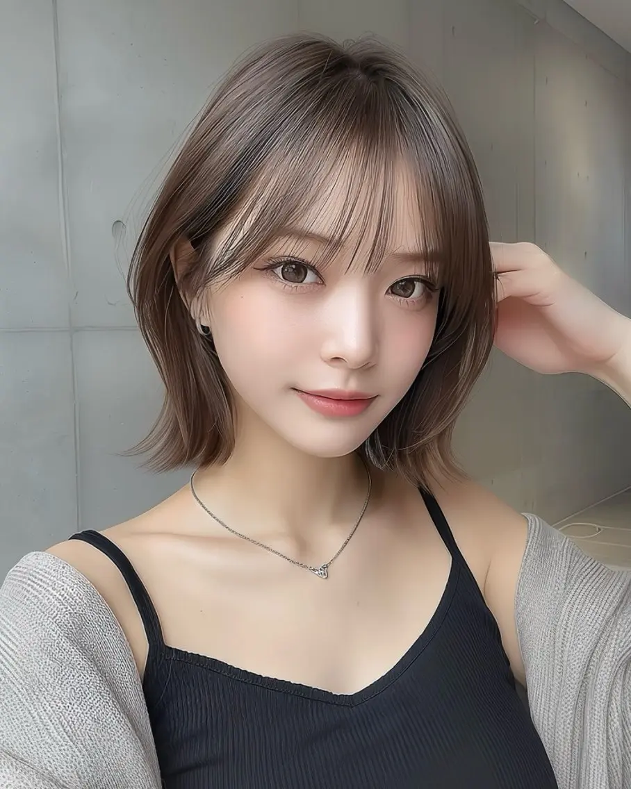 ショート カラー ヘアアレンジ カット ヘアカラー トリートメント ボブ/透明感ベージュ 🫧クルミ🌟のヘアスタイル