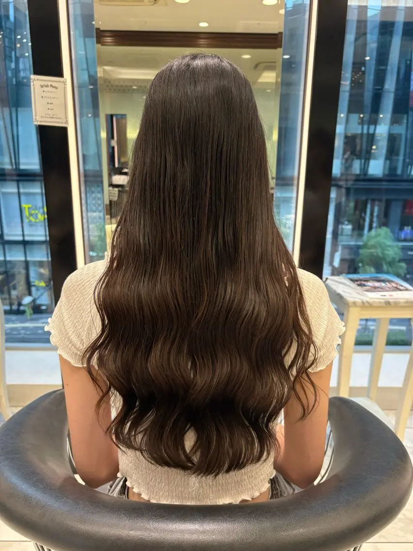 ロング パーマ カット パーマ 韓国っぽ水光肌カラー マンツーマン🫧なおのヘアスタイル