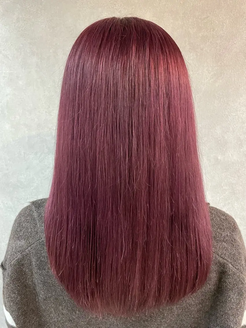 セミロング カラー ボルドーカラー 💜Rebre** Mayu💜のヘアスタイル