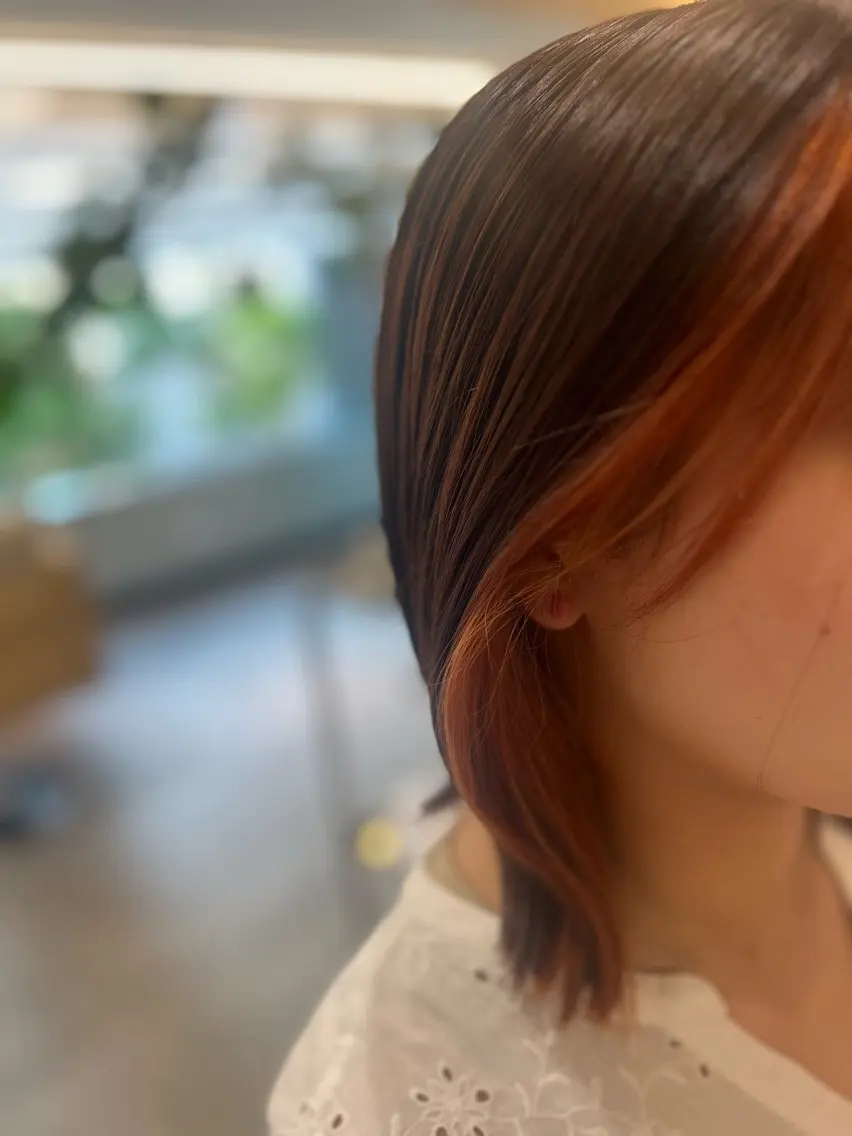 ミディアム オレンジブラウン 大川 愛未のヘアスタイル