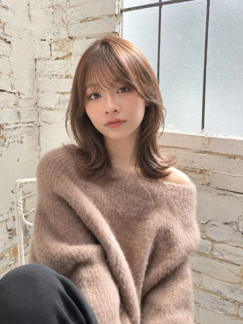 ミディアム カット ヘアカラー トリートメント ミディアム/ショート 縮毛/レイヤー/小原のヘアスタイル