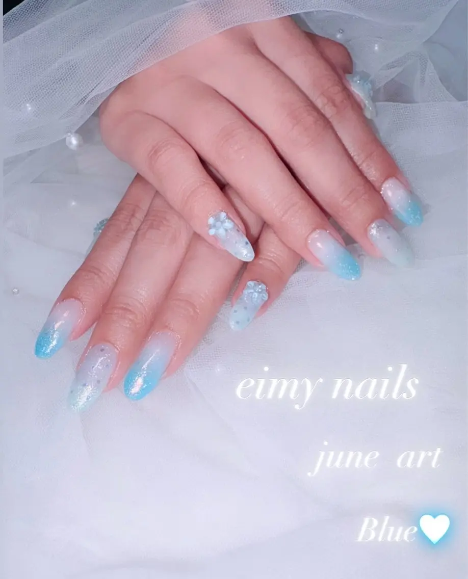 ネイル クリアネイル ドット フラッシュネイル フラワーネイル グラデーション ハンドネイル eimy nails♡のネイルデザイン