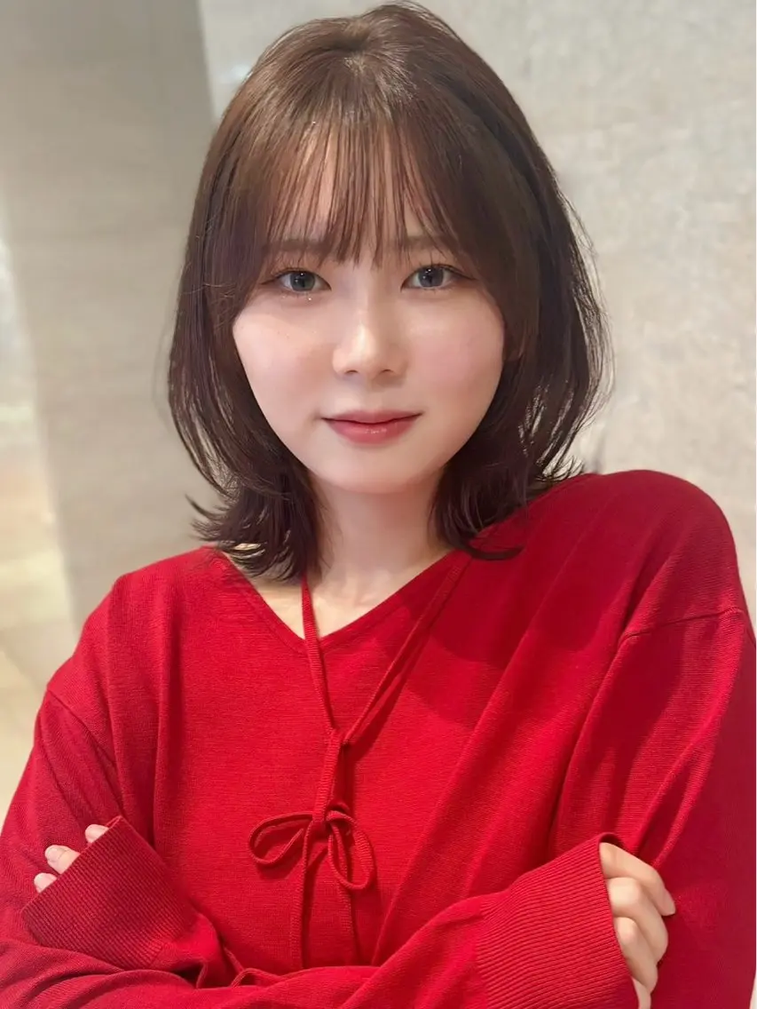 ミディアム カラー ヘアカラー 塚原 怜音のヘアスタイル