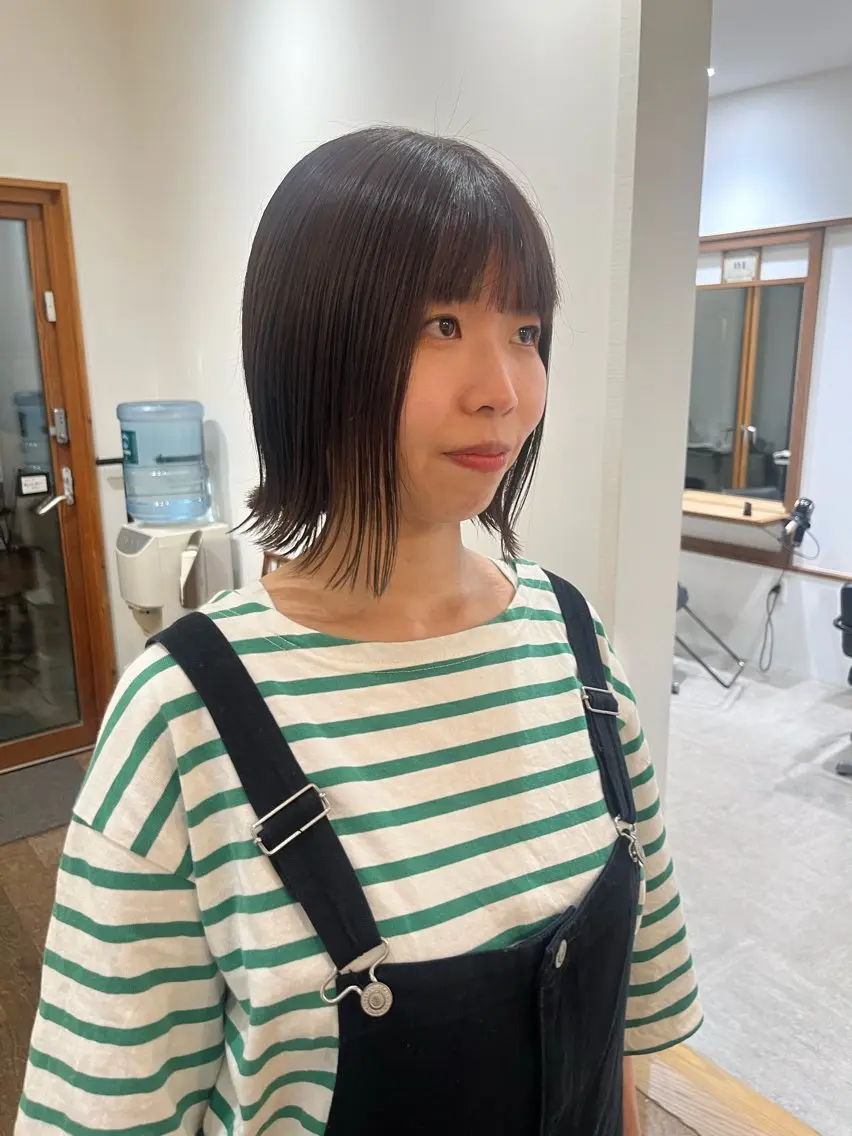 ミディアム ボブ トリートメント カット ヘアカラー トリートメント 無料カットモデル‪✨ ✂️Nanami🌷のヘアスタイル