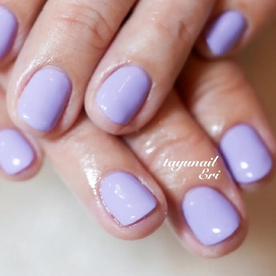 ネイル ジェルネイル ワンカラーネイル パラジェル パープル ショートネイル ネイルサロン 【たゆnail】のネイルデザイン