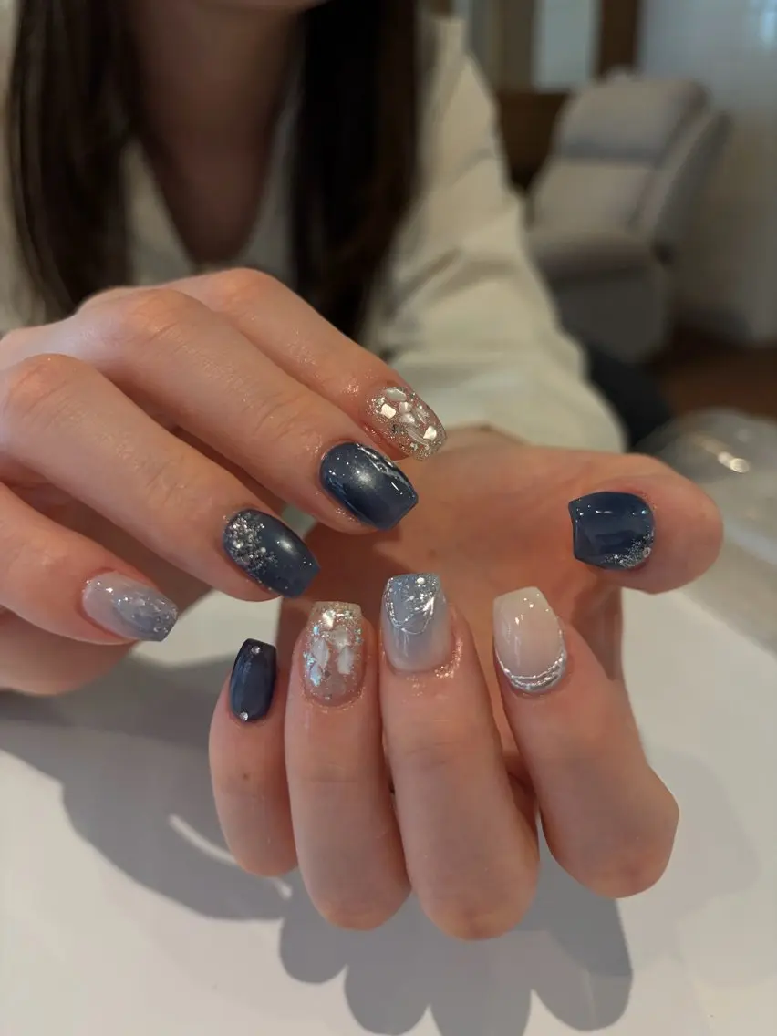 ネイル ブルー 持ち込み ハンドネイル ballie／小野原 なつみのネイルデザイン