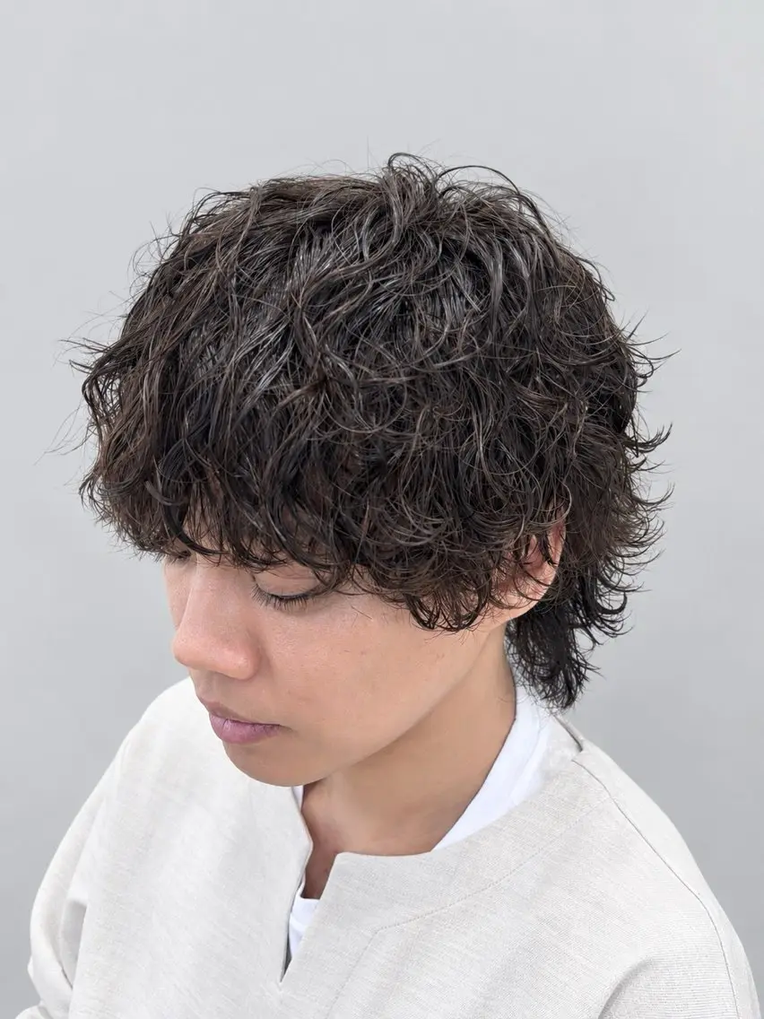 ミディアム パーマ メンズ カット パーマ ヘアセット yukiho❤️ GAUDI 池袋のヘアスタイル