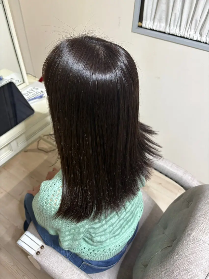 ミディアム カット 縮毛矯正 トリートメント Teru Babaのヘアスタイル