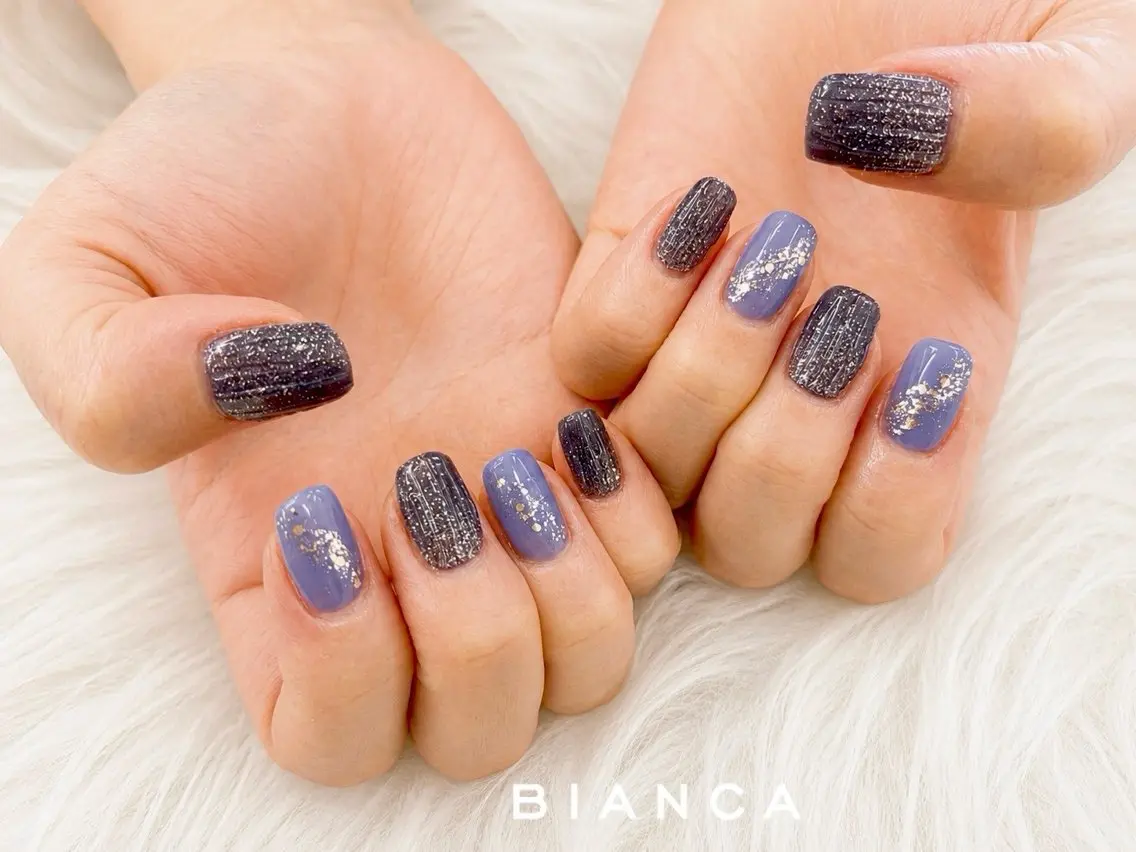 ネイル ネイビー ハンドネイル Bianca大宮店 上野のネイルデザイン