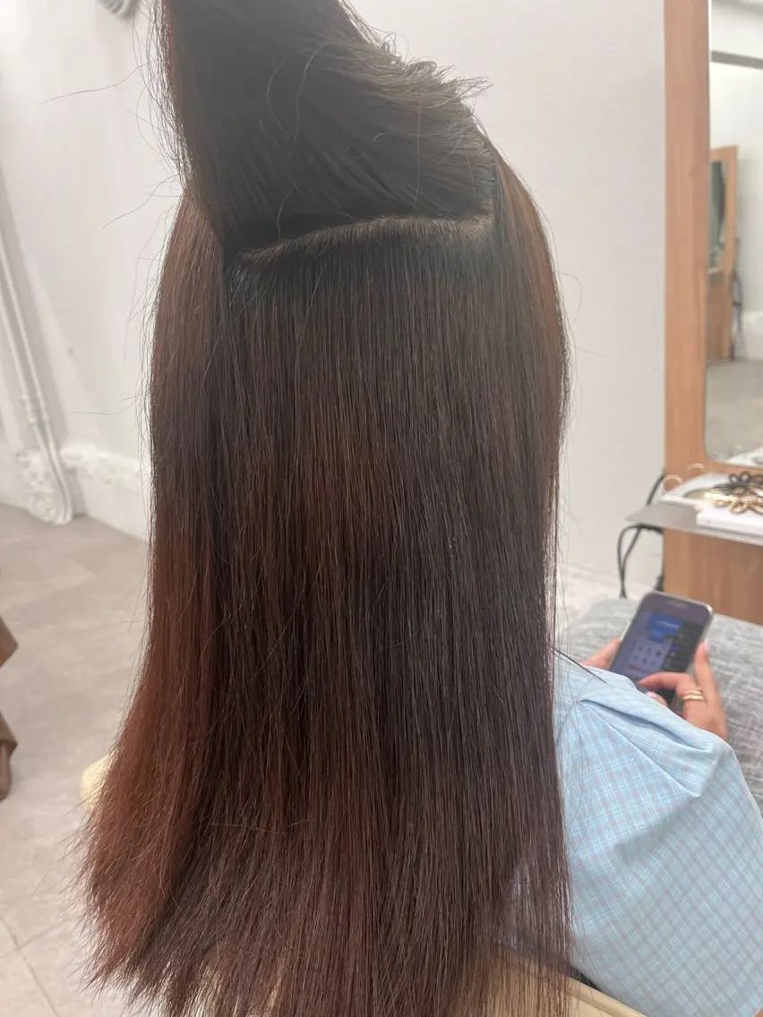 セミロング カラー パーマ 縮毛矯正 縮毛矯正 / 透明感カラー首藤大翔のヘアスタイル