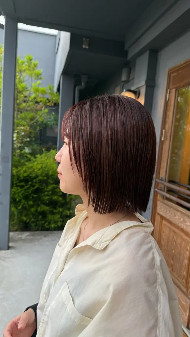 ショート カラー 顔周りカット レイヤーカット トリートメント カット ヘアカラー 暖色カラー/髪質改善 /レイヤーカット/翠のヘアスタイル