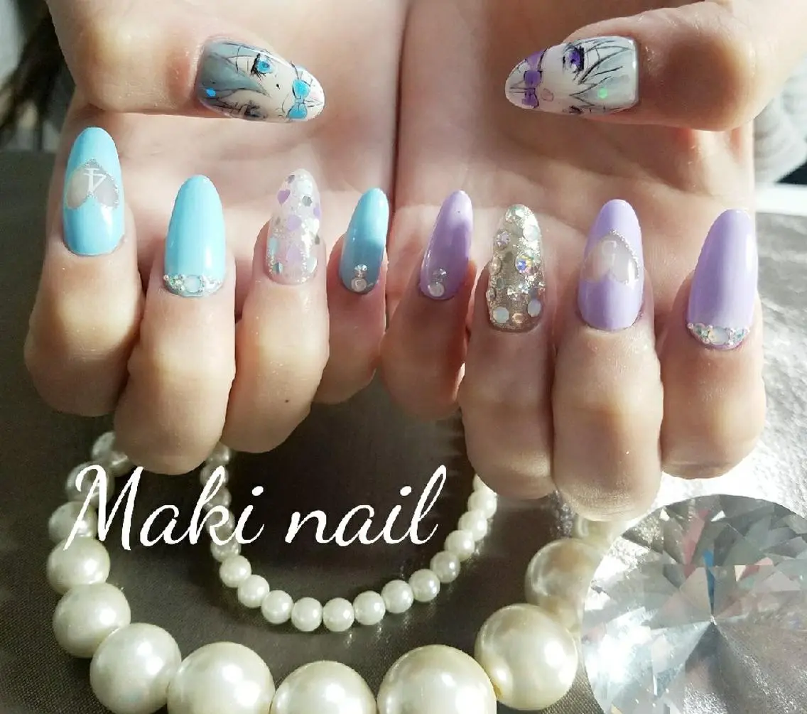ネイル ロング アートネイル 持ち込み スカルプネイル ･:*+.✳︎˚✧₊ MAKI NAILのネイルデザイン