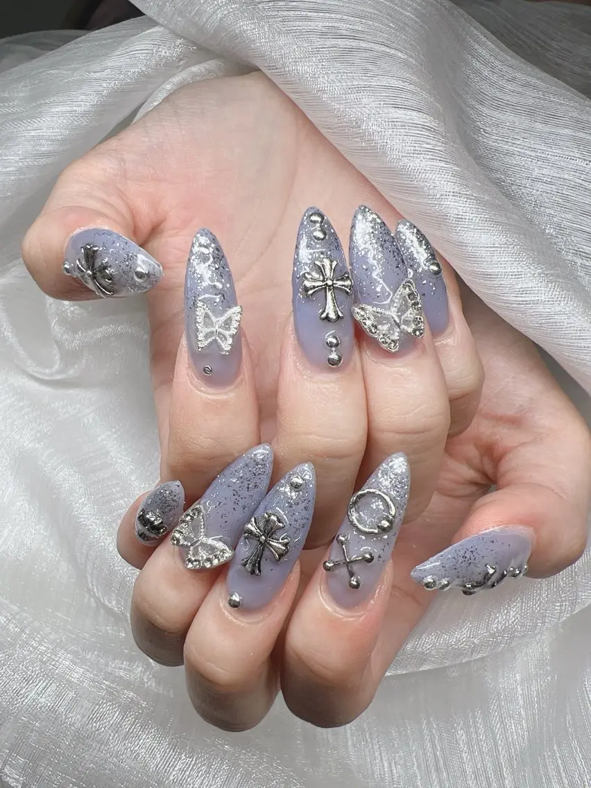 ネイル 長さ出し グラデーション キラキラネイル マグネットネイル ニュアンスネイル Lee Nails チップ長さだし専門店のネイルデザイン