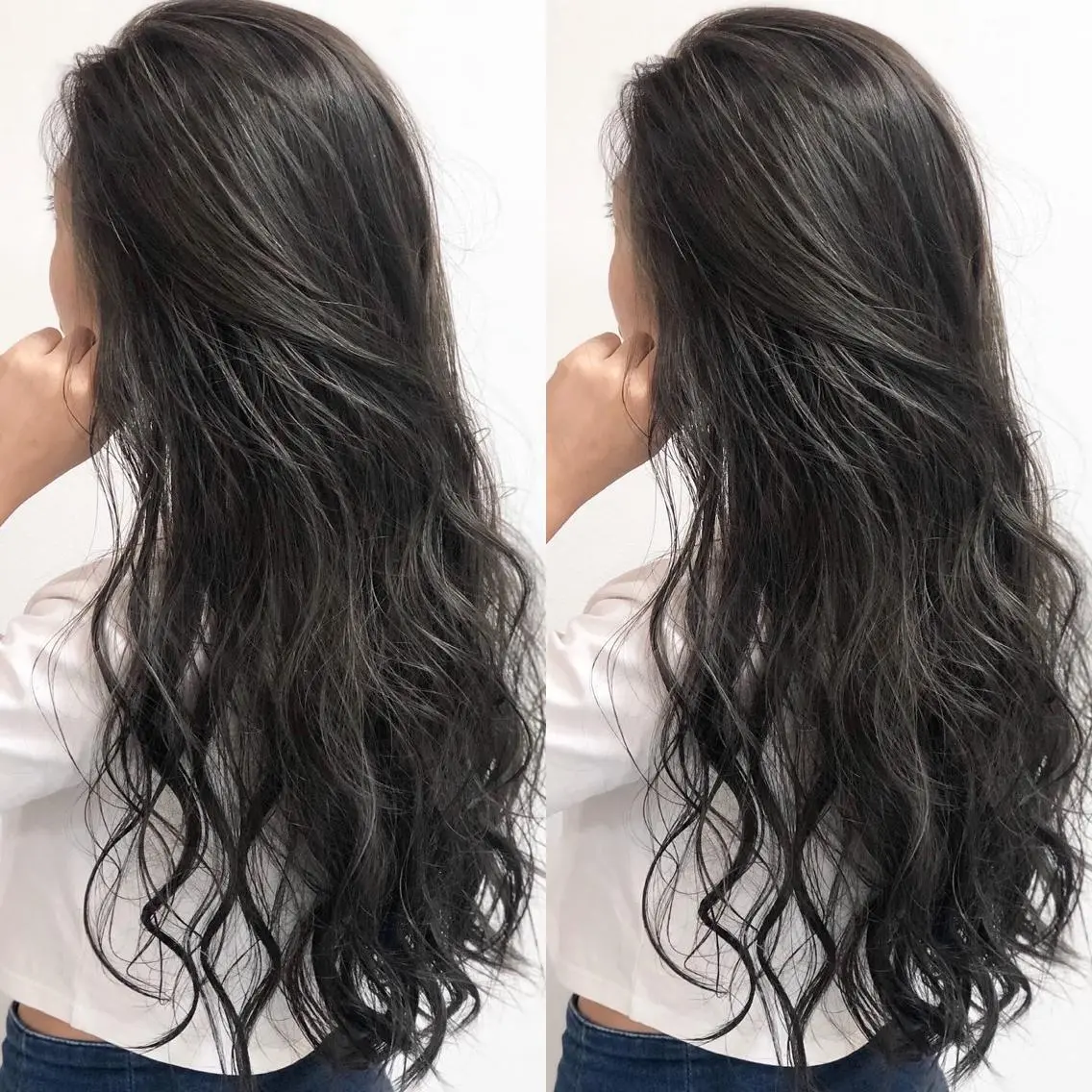 ロング カラー ダークグレー ハイライトカラー 3Dハイライト ハイライト 推しヘア🎀 NATSUNEのヘアスタイル