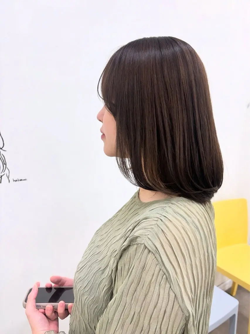 ミディアム カラー カット ヘアカラー トリートメント 似合わせ美髪ヘア✨ 天王寺．阿倍野🌈のヘアスタイル