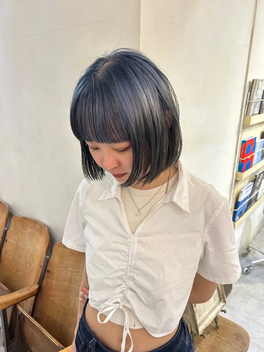 カラー 黒髪 ブリーチ ブルーカラー ﾘｭｳﾄ/ お洒落ヘア美容師のヘアスタイル