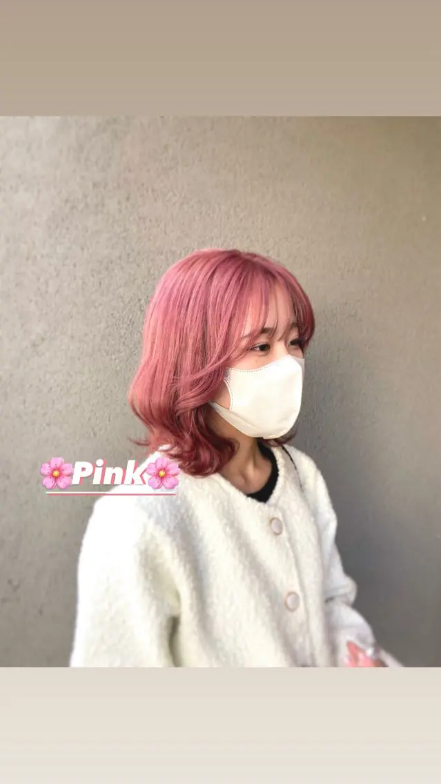 ミディアム カラー ピンクカラー ヘアカラー 韓国風・透明感カラー 💫ami💫のヘアスタイル