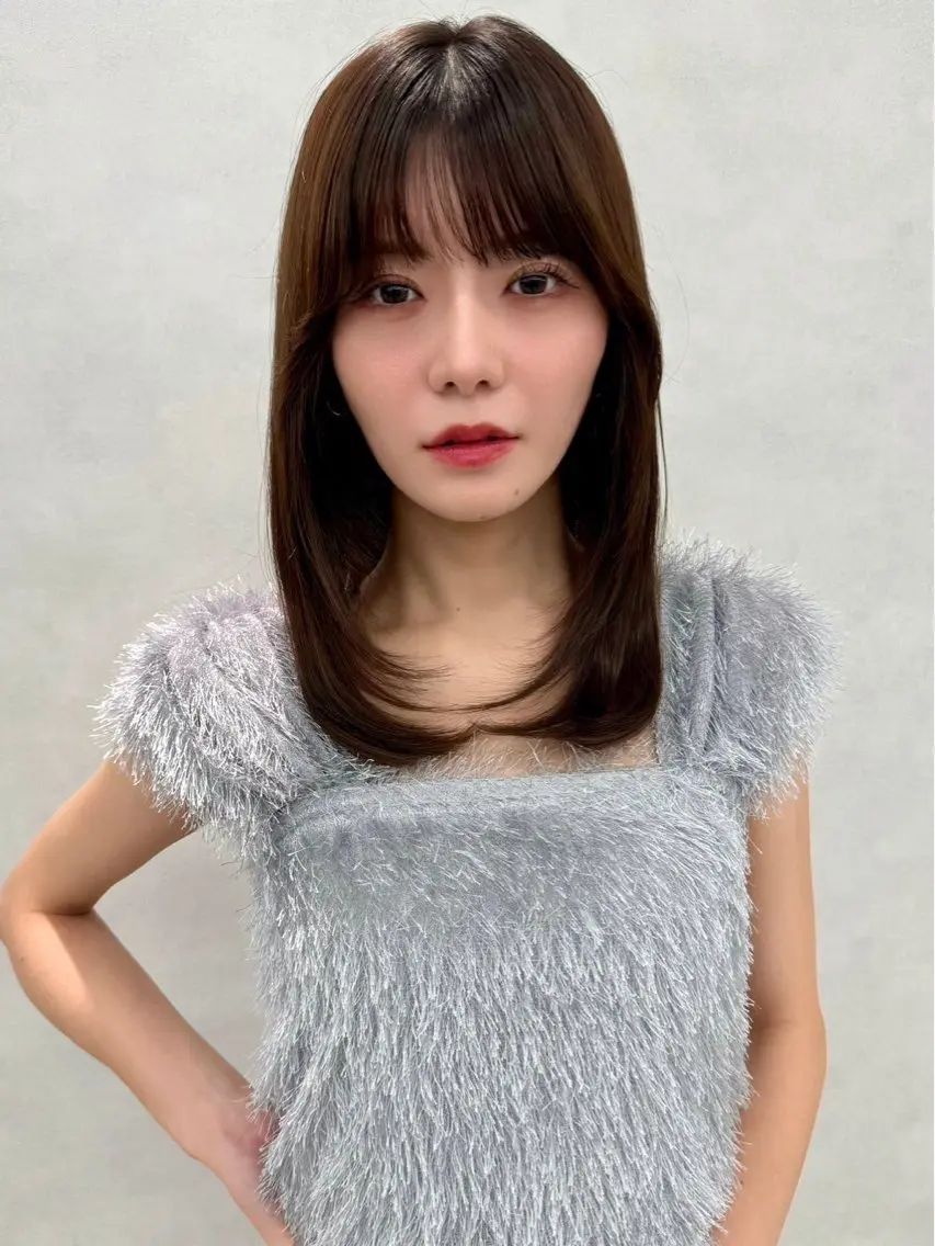 セミロング カラー ヘアアレンジ 顔周りカット 韓国風ヘア レイヤーカット 小顔カット カット ヘアカラー ✨レイヤー/ 透明感カラー✨冨永剛のヘアスタイル