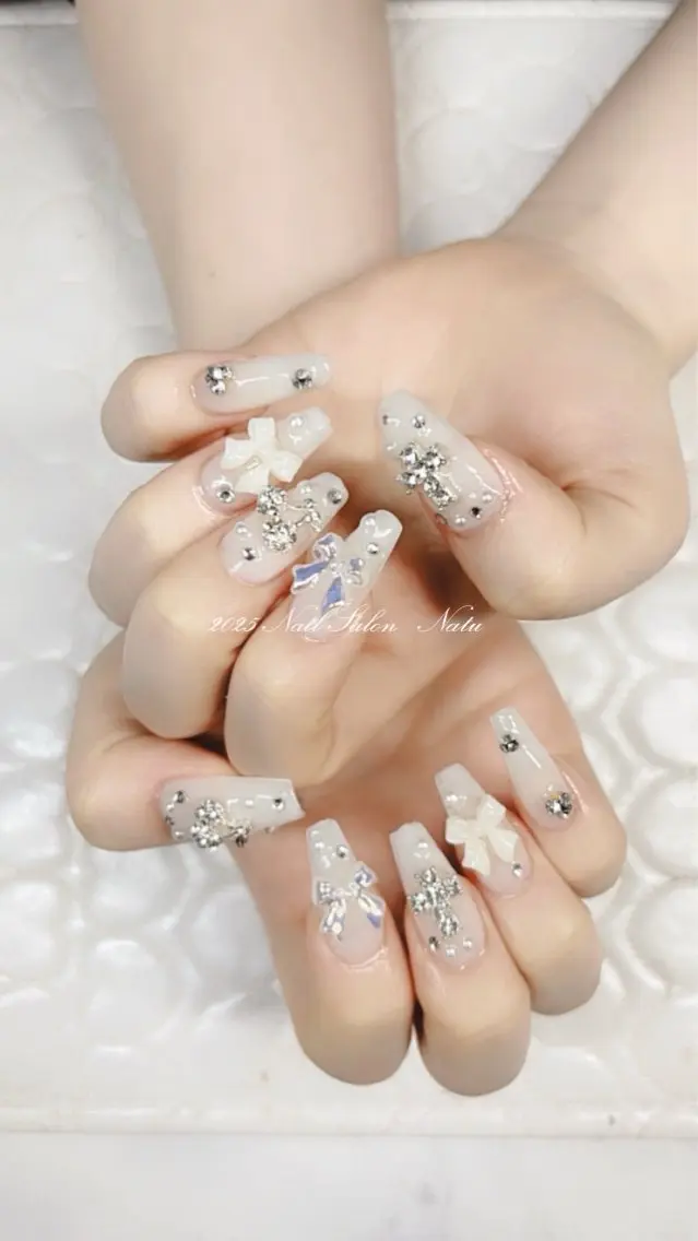 ネイル 長さ出し ロングネイル nailsalon Natuのネイルデザイン