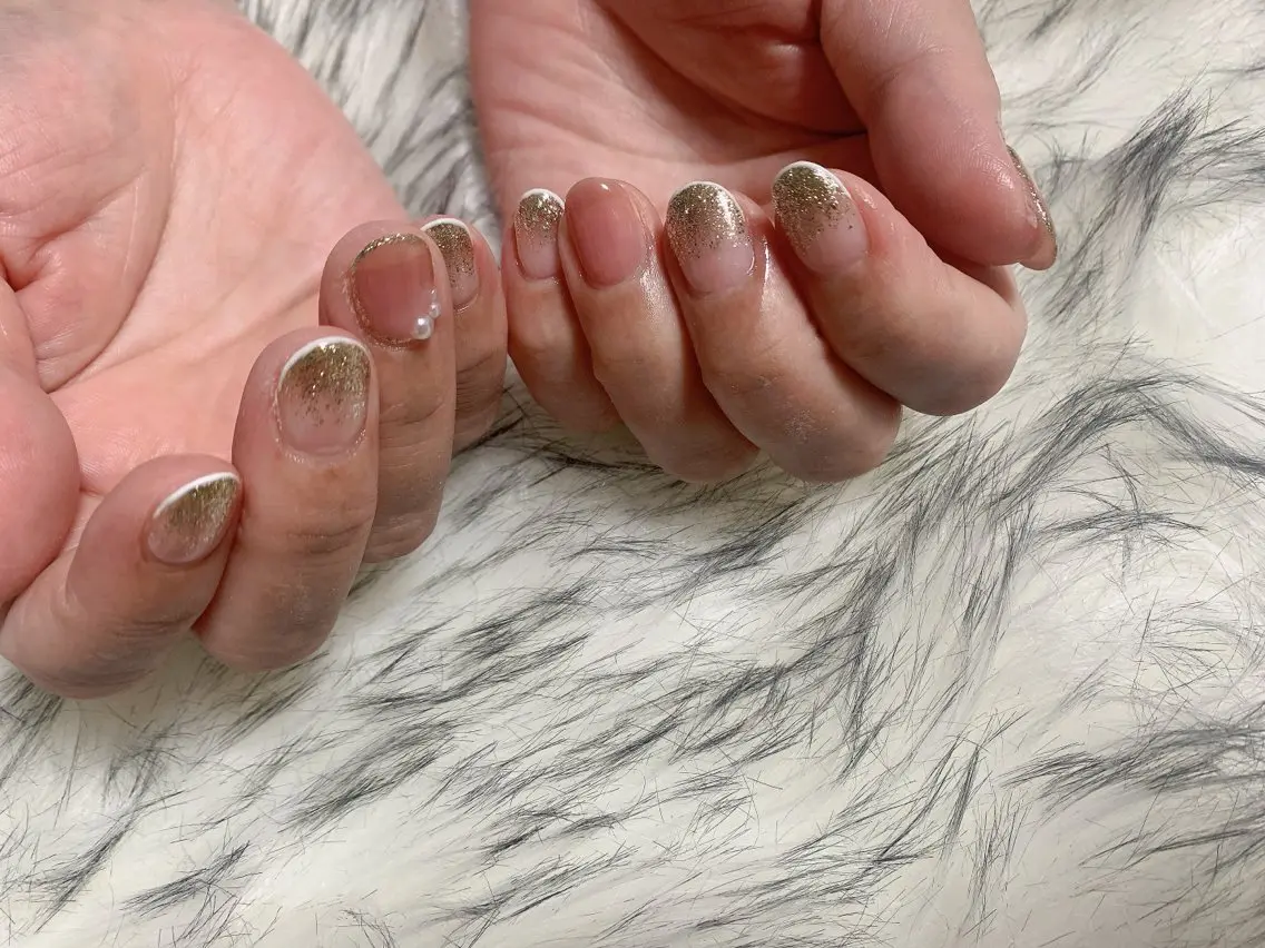 ネイル フレンチネイル ジェルネイル 韓国ネイル ラメ(グリッター) メンズネイル kiki nail たまプラーザのネイルデザイン