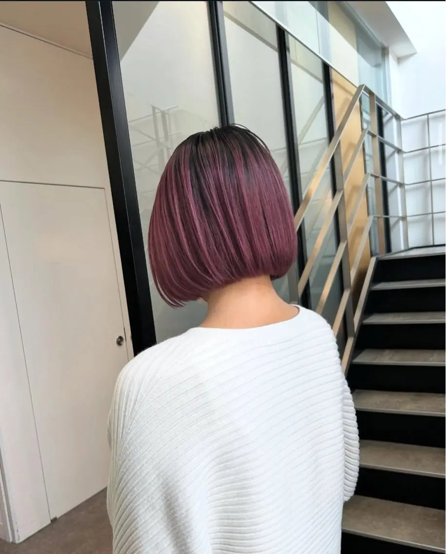 ミディアム カラー ヘアアレンジ キッズ ピンクカラー ピンクパープル パープルカラー ボブ カット ヘアカラー stylist 🌸 kana.のヘアスタイル