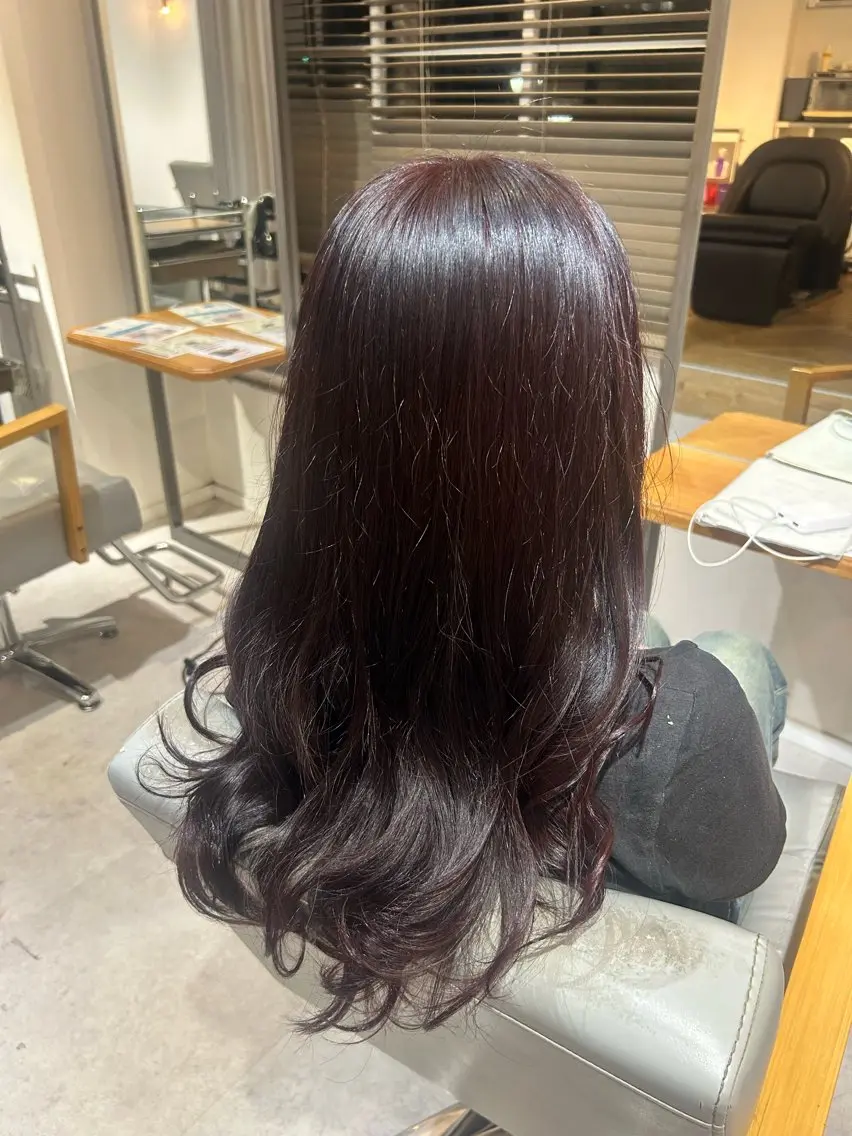 ロング カラー ブリーチ ボルドーカラー ブリーチなしカラー ヘアカラー 栄/Maison /yugaのヘアスタイル