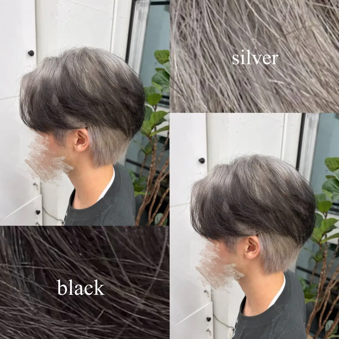 ショート カラー 黒髪 透明感カラー デザインカラー インナーカラー シルバー ヘアカラー 🍊あすか🍊 JILLSTUDIOのヘアスタイル