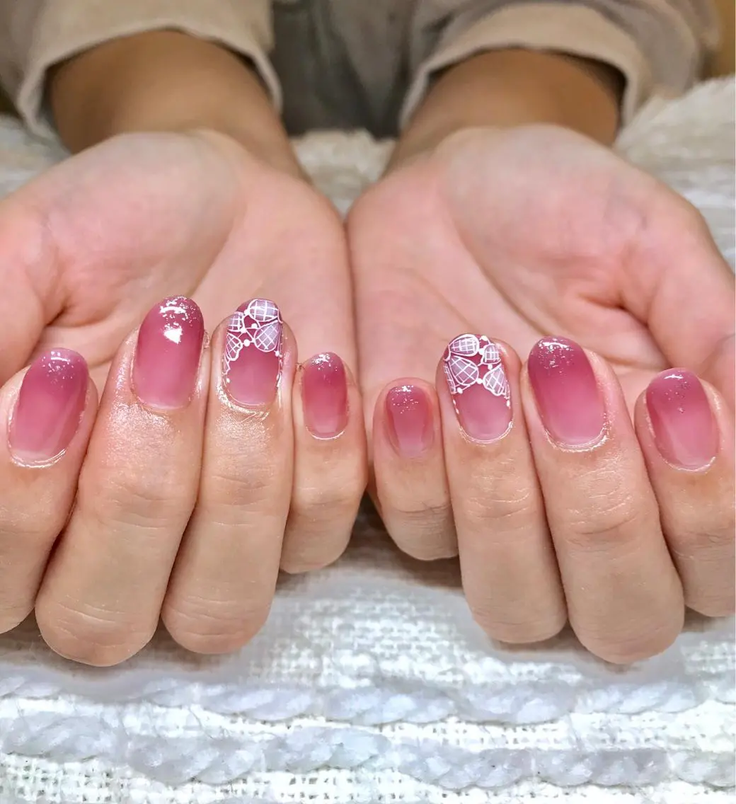 ミディアム カラー パーマ ヘアアレンジ メンズ キッズ ネイル マツエク・マツパ レース el. by Aoのネイルデザイン