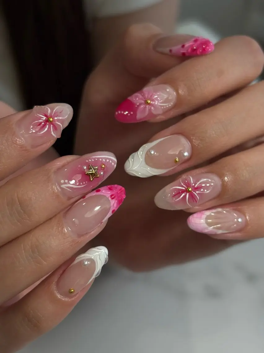 ネイル アートネイル フラワーネイル ピンク ハンドネイル KAHUA nailのネイルデザイン