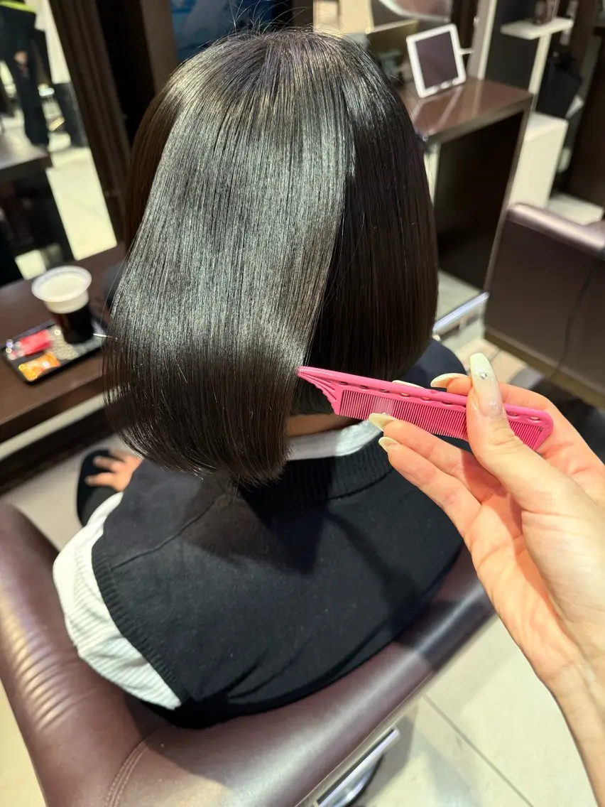 ミディアム ヘアアレンジ 縮毛矯正 【髪質改善💎韓国風 レイヤー🌷】山川のヘアスタイル