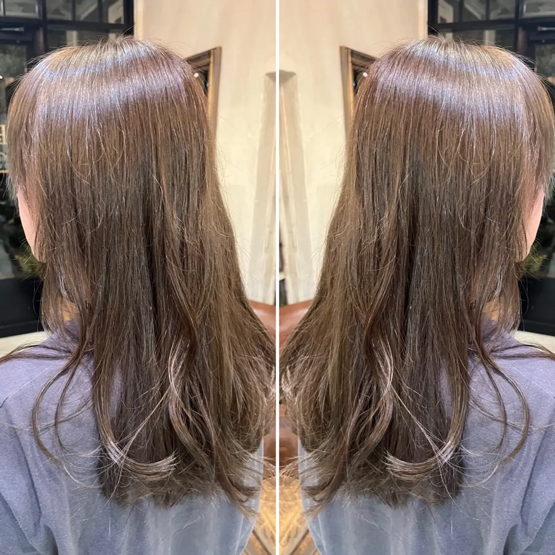 カラー グレージュ オリーブグレージュ オリーブグレー 小山 奈津のヘアスタイル