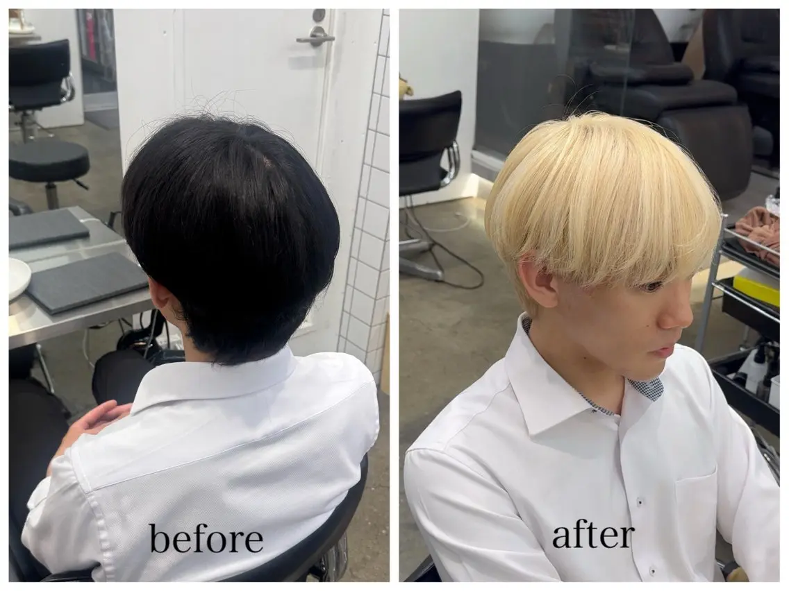 ショート カラー メンズ メンズブリーチ ブリーチ 抜きっぱなしブロンド ブロンド 新宿 似合わせカラー HINAのヘアスタイル