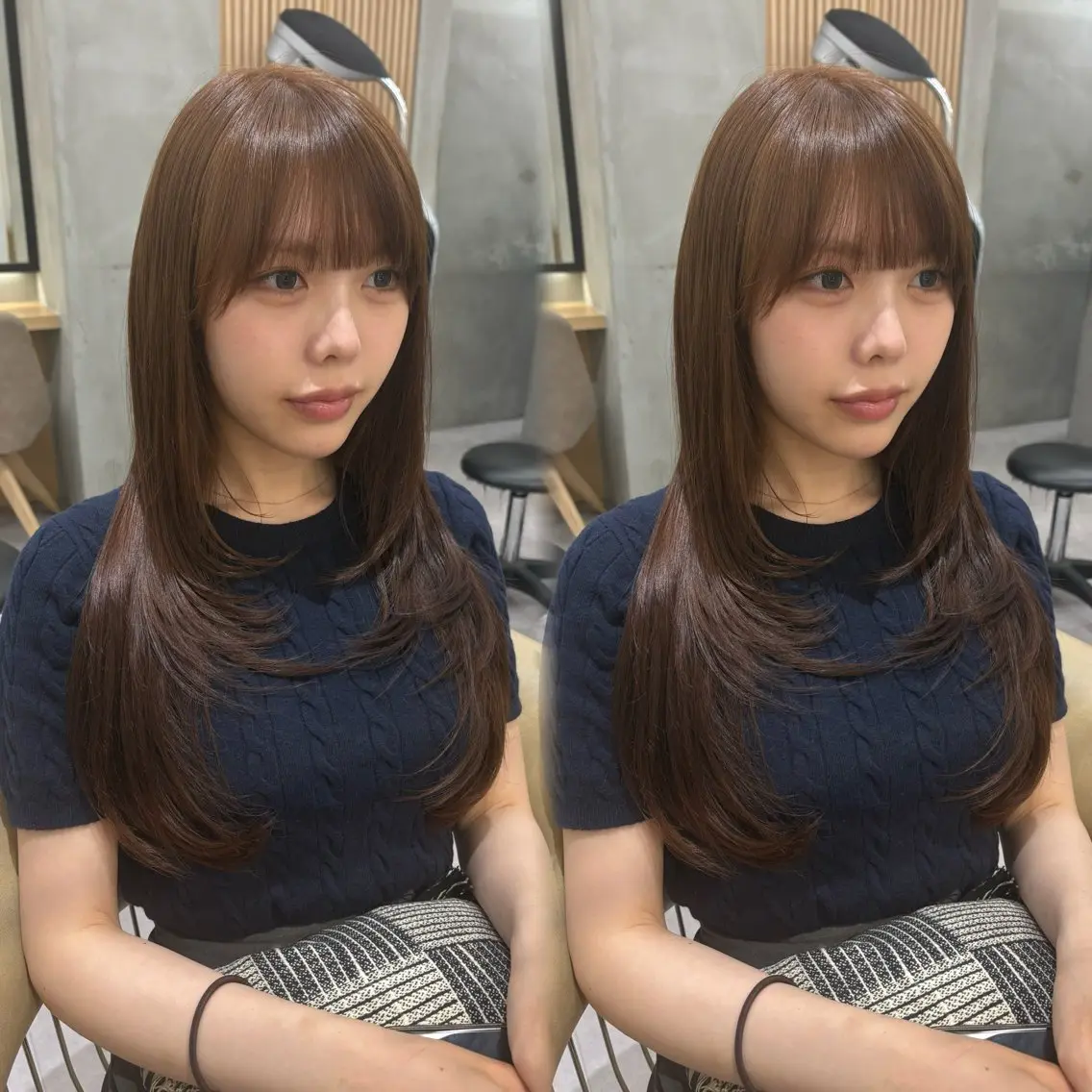 ロング ハッシュカット レイヤーカット カット ヘアカラー ブリーチなしWカラー /レイヤー/設樂彩乃のヘアスタイル