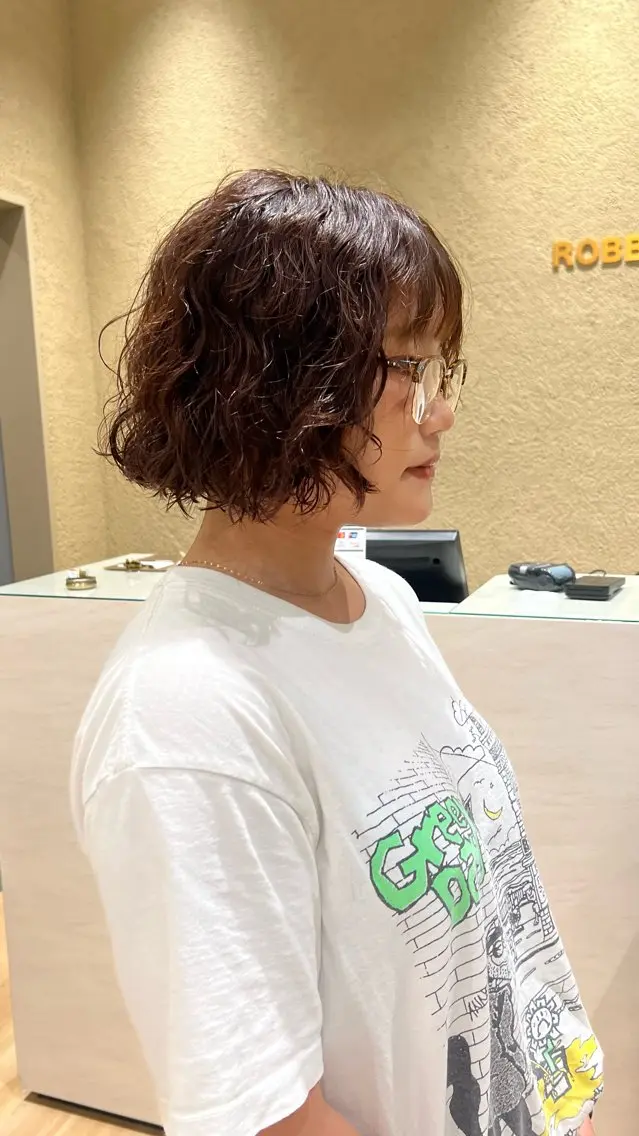 パーマ ボブ パーマ 坂本 かやのヘアスタイル