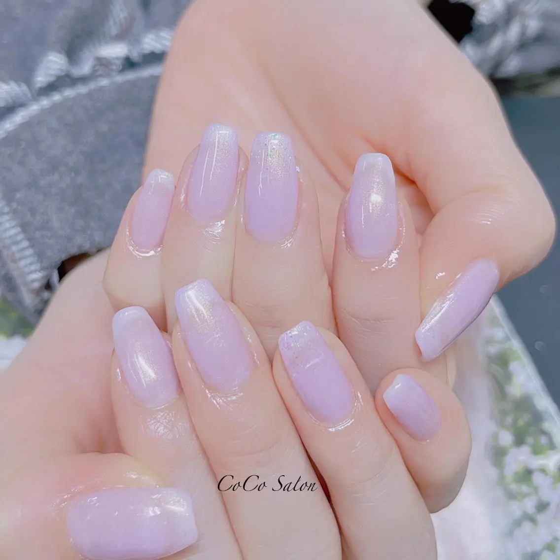 ネイル 長さ出し ジェルネイル グラデーション ホログラムネイル オフィスネイル ハンドネイル CoCoSalon ネイル/まつ毛予約のネイルデザイン