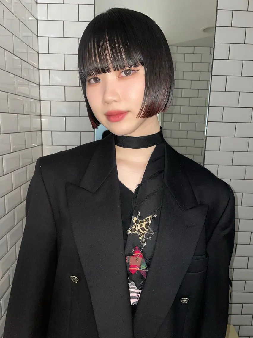 ショート 切りっぱなしボブ ボブ 外ハネヘア トリートメント ボブ.顔周りカット カット/ユキカのヘアスタイル